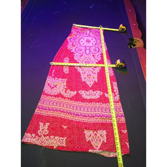 Angle Women's Red Floral 100% Rayon Off The Shoulder Long Maxi Dress Size M - Picture 11 of 12